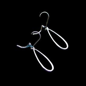 925 Sterling Silver Open Teardrop Hoop Shaped Earrings - Lightweight - Elegant